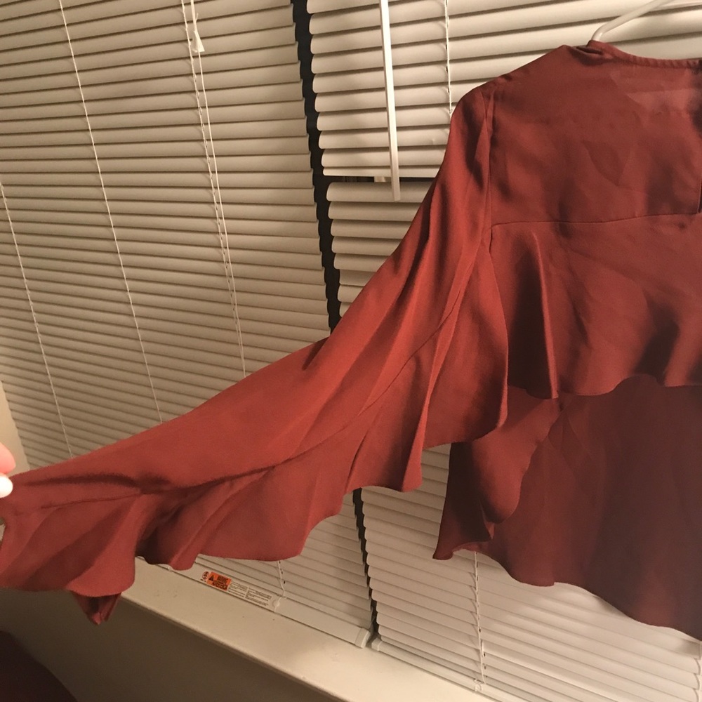 A.L.C. open back ruffle long sleeve top